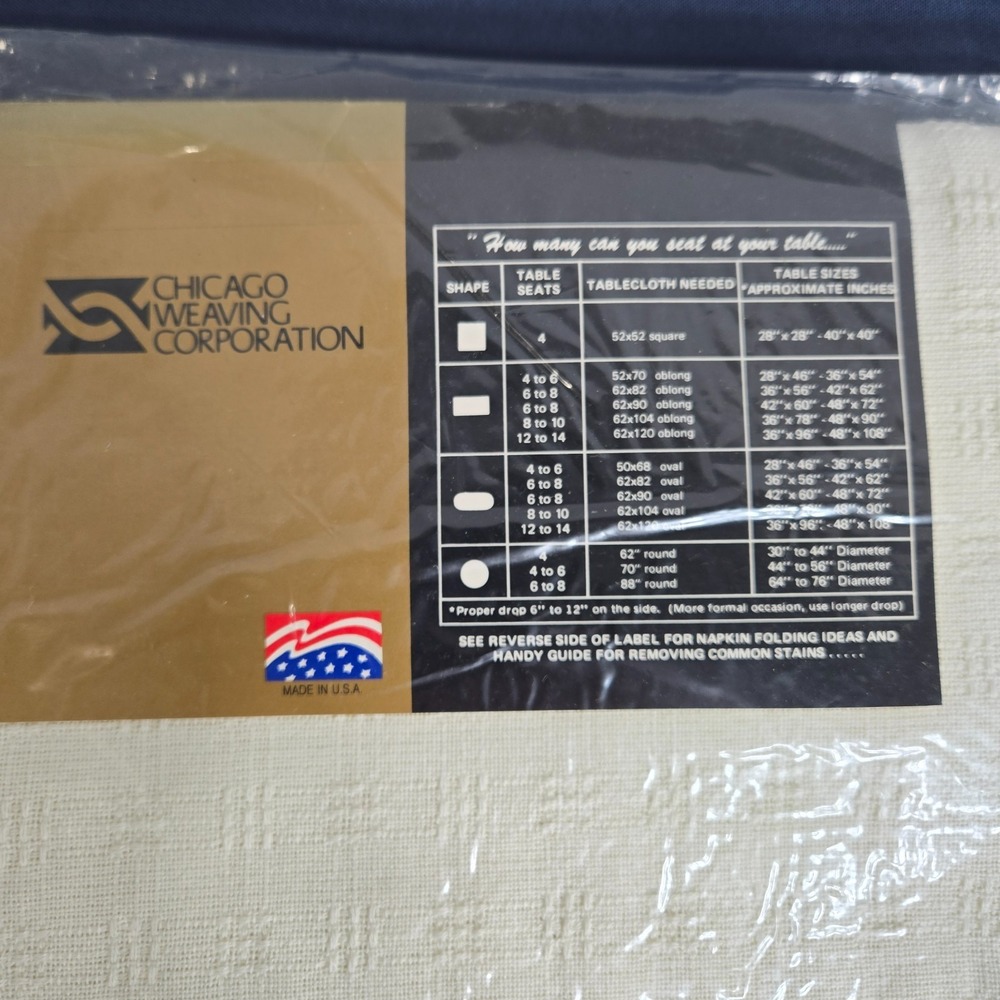 Chicago Weaving Corp. Tablecloth 62" Round Beige Made in U.S.A - Picture 5 of 6